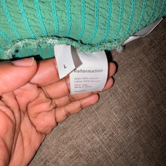 Reformation Girls Green Floral Ruffle-Trim Dress - Picture 7 of 7